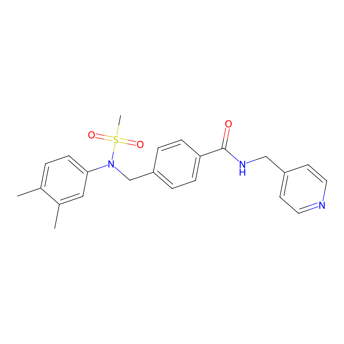 4-{[(3,4-dimethylphenyl)(methylsulfonyl)amino]methyl}-N-(pyridin-4-ylmethyl)benzamide molecular structure, CAS 428472-93-9