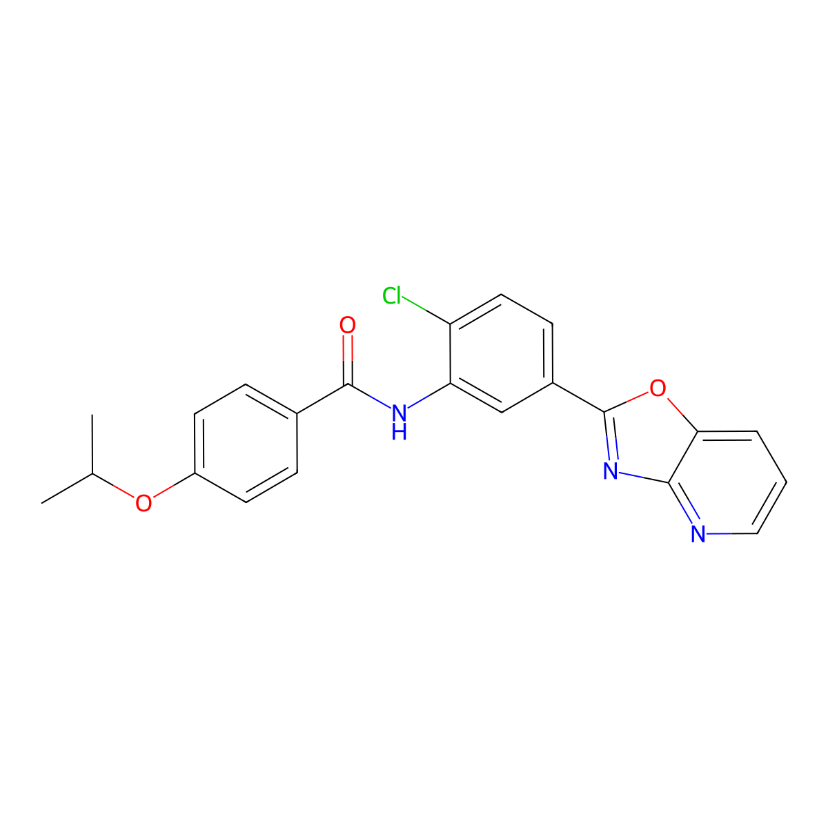 N-[2-chloro-5-([1,3]oxazolo[4,5-b]pyridin-2-yl)phenyl]-4-propan-2-yloxybenzamide molecular structure, CAS 428472-96-2