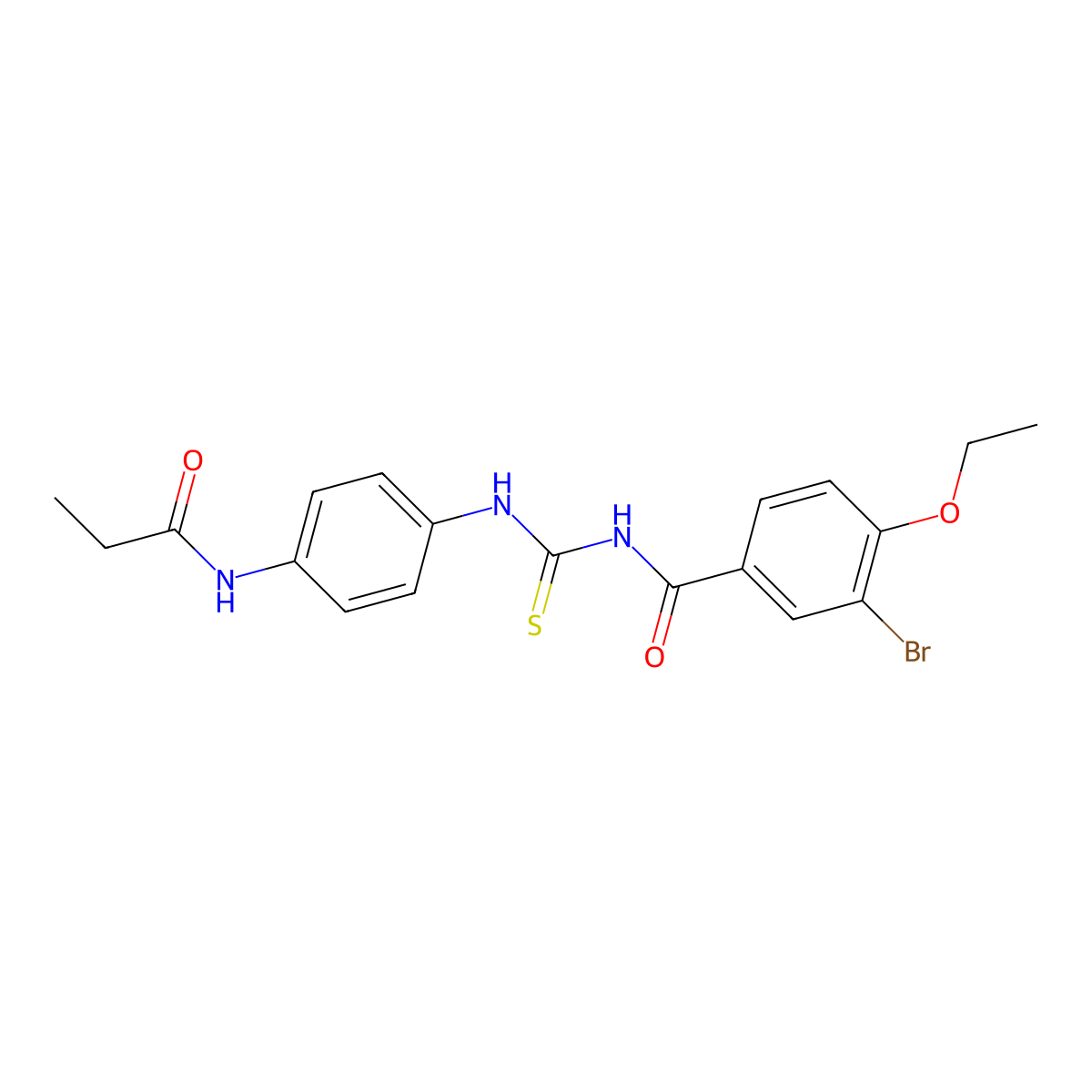 3-bromo-4-ethoxy-N-[[4-(propanoylamino)phenyl]carbamothioyl]benzamide molecular structure, CAS 428473-01-2