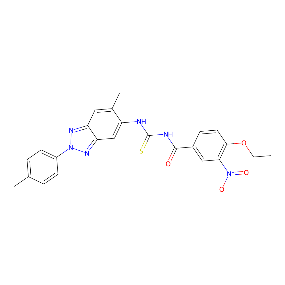 4-ethoxy-N-[[6-methyl-2-(4-methylphenyl)benzotriazol-5-yl]carbamothioyl]-3-nitrobenzamide molecular structure, CAS 428473-03-4