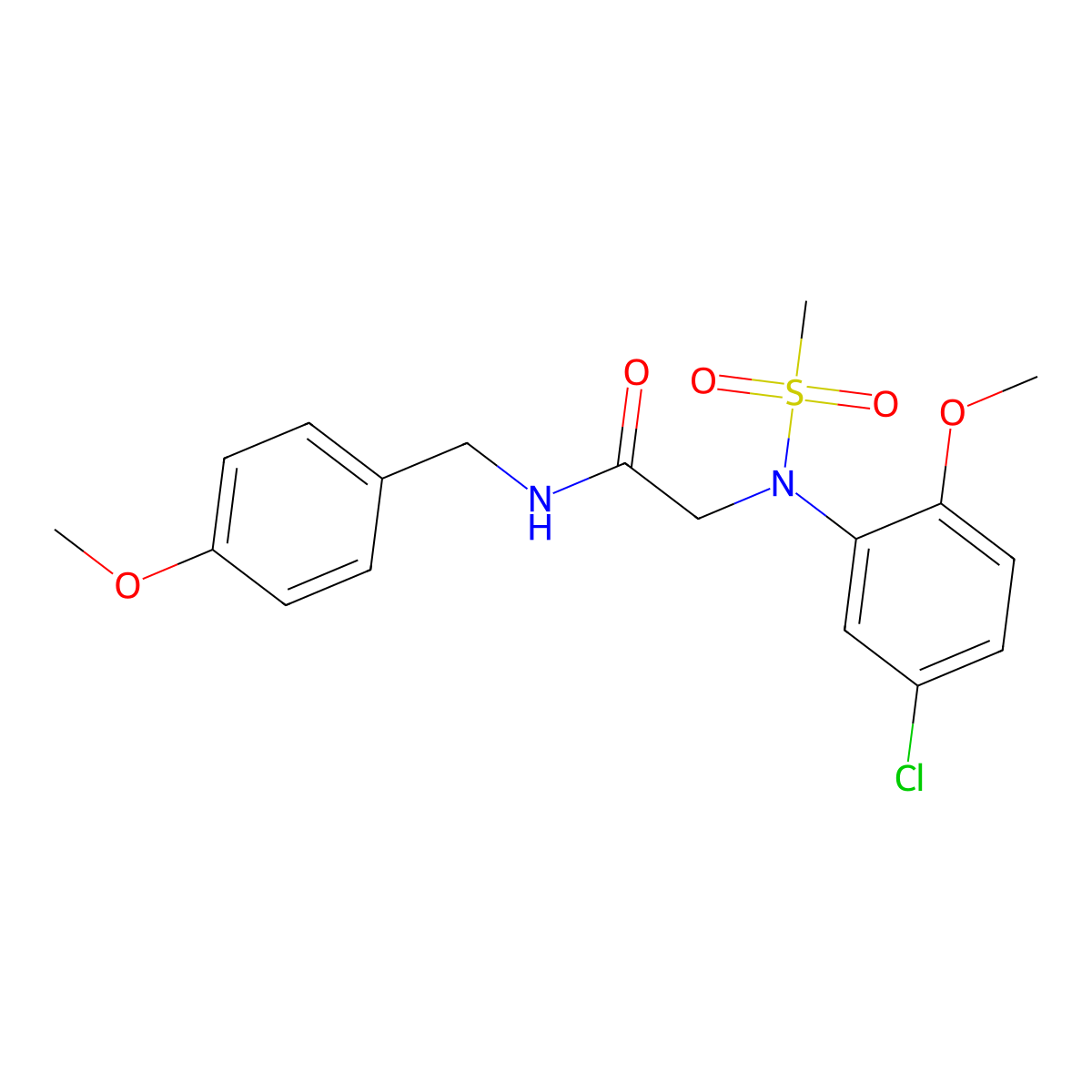 2-(5-chloro-2-methoxy-N-methylsulfonylanilino)-N-[(4-methoxyphenyl)methyl]acetamide molecular structure, CAS 428473-38-5