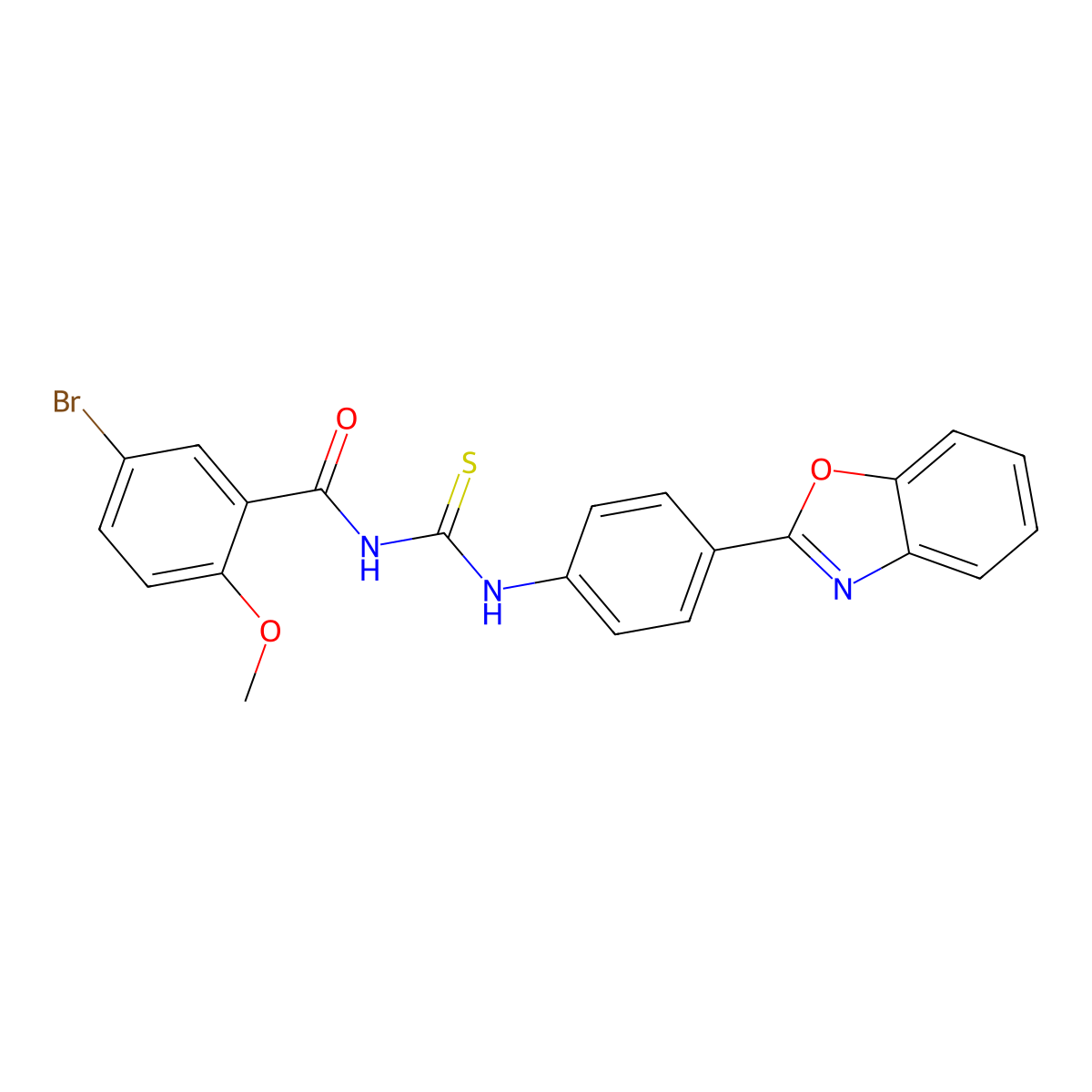 N-[[4-(1,3-benzoxazol-2-yl)phenyl]carbamothioyl]-5-bromo-2-methoxybenzamide molecular structure, CAS 428473-59-0