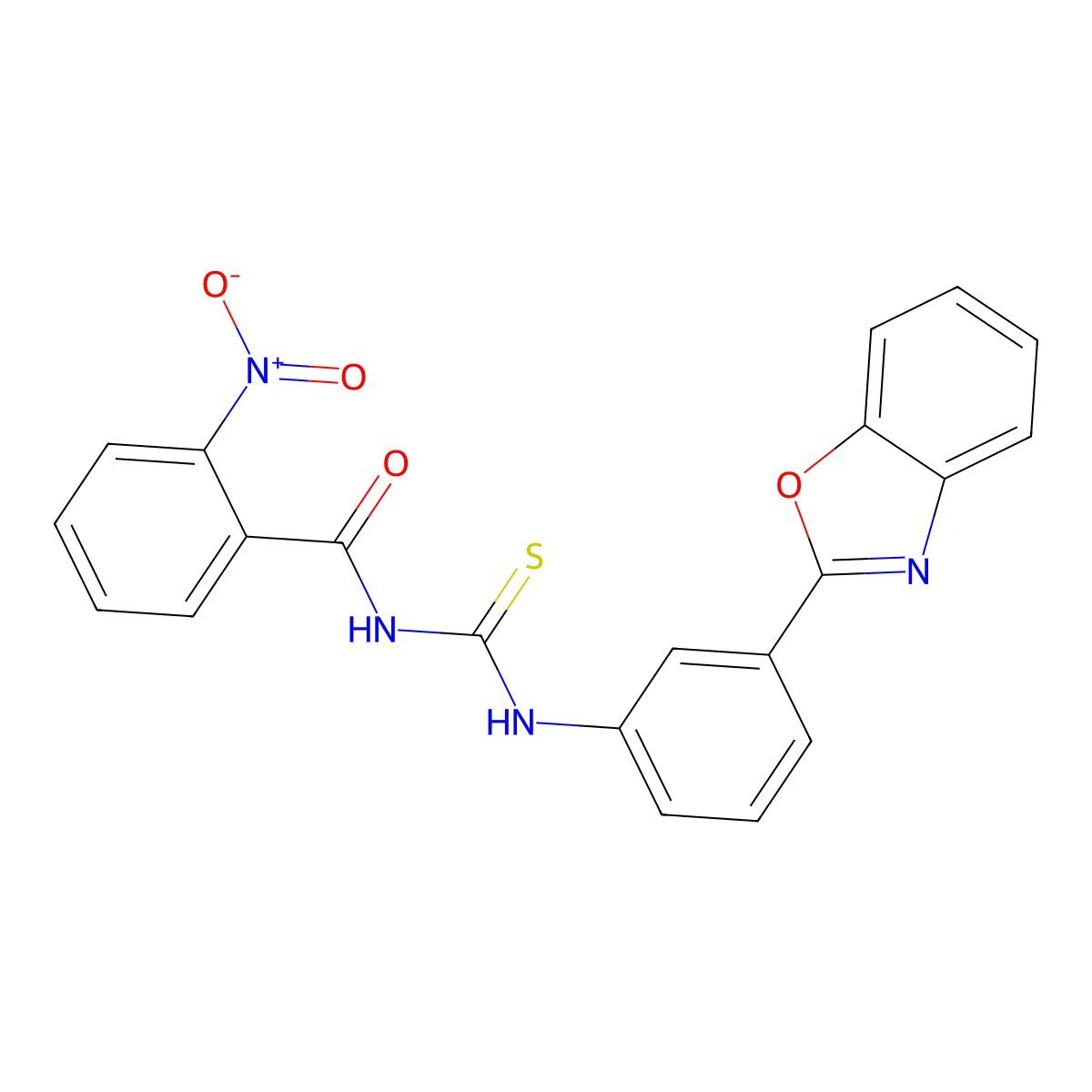 N-[[3-(1,3-benzoxazol-2-yl)phenyl]carbamothioyl]-2-nitrobenzamide molecular structure, CAS 428473-70-5