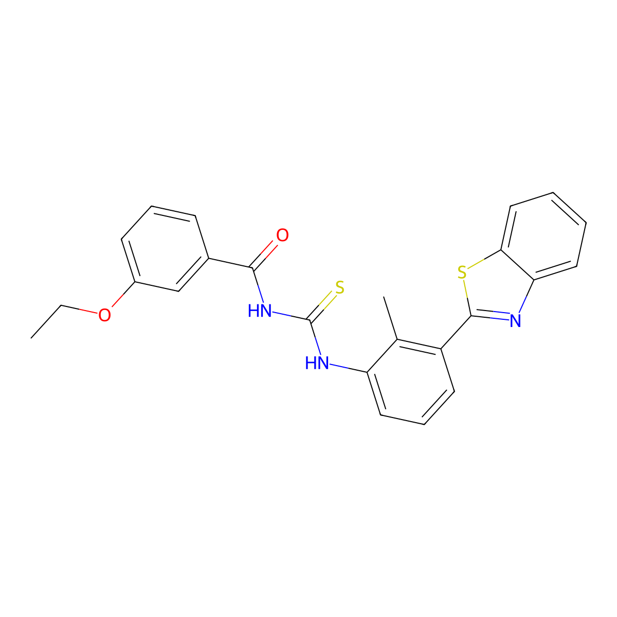 N-[[3-(1,3-benzothiazol-2-yl)-2-methylphenyl]carbamothioyl]-3-ethoxybenzamide molecular structure, CAS 428473-73-8