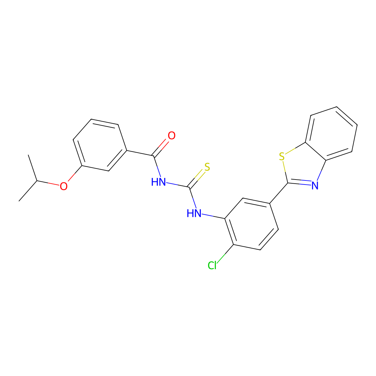N-[[5-(1,3-benzothiazol-2-yl)-2-chlorophenyl]carbamothioyl]-3-propan-2-yloxybenzamide molecular structure, CAS 428473-79-4