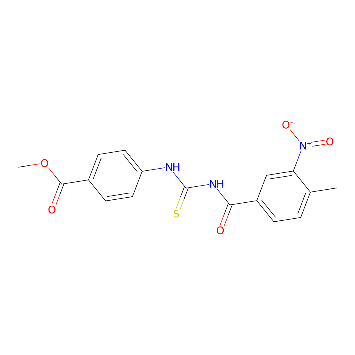 Methyl 4-({[(4-methyl-3-nitrophenyl)carbonyl]carbamothioyl}amino)benzoate molecular structure, CAS 428473-87-4