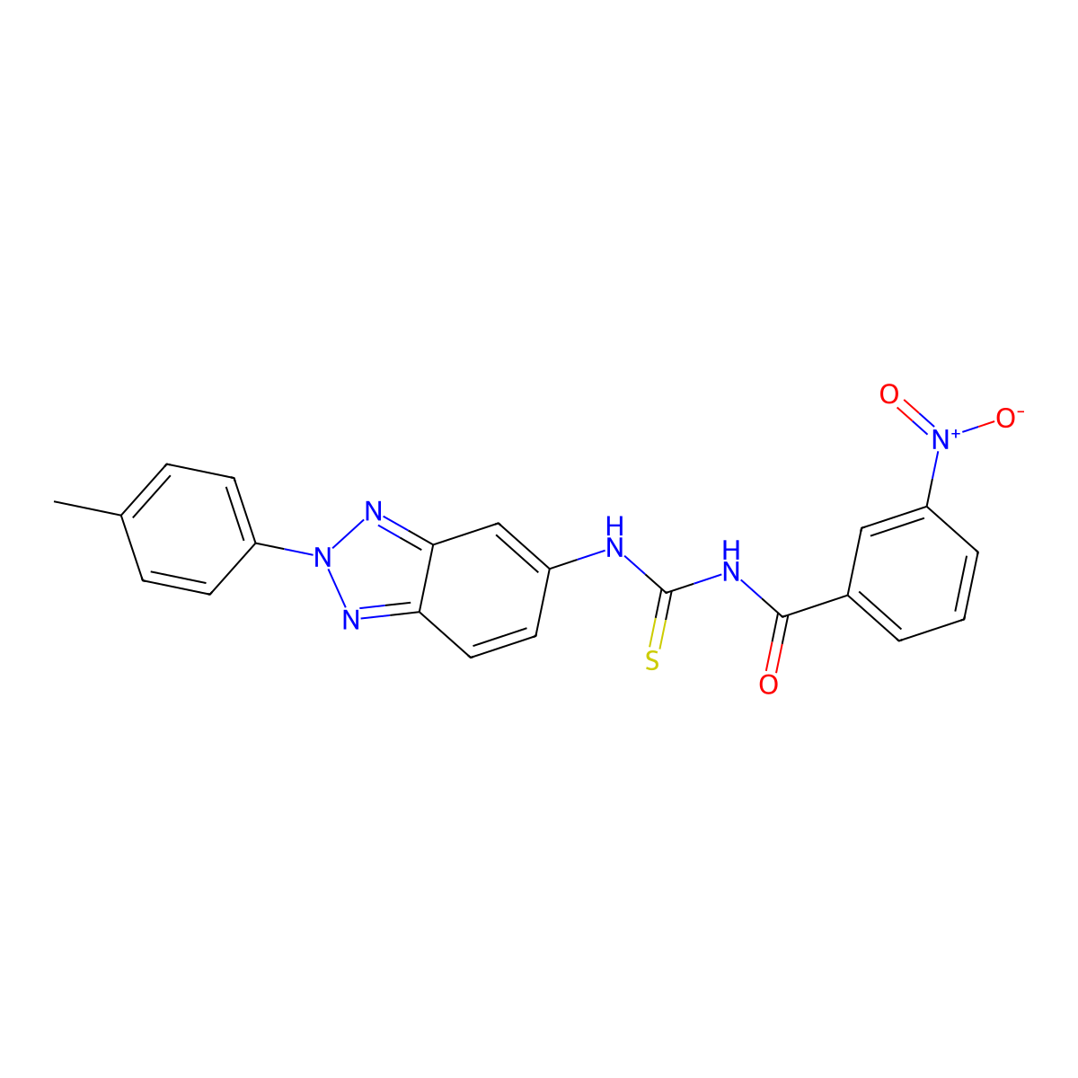 N-[[2-(4-methylphenyl)benzotriazol-5-yl]carbamothioyl]-3-nitrobenzamide molecular structure, CAS 428473-91-0