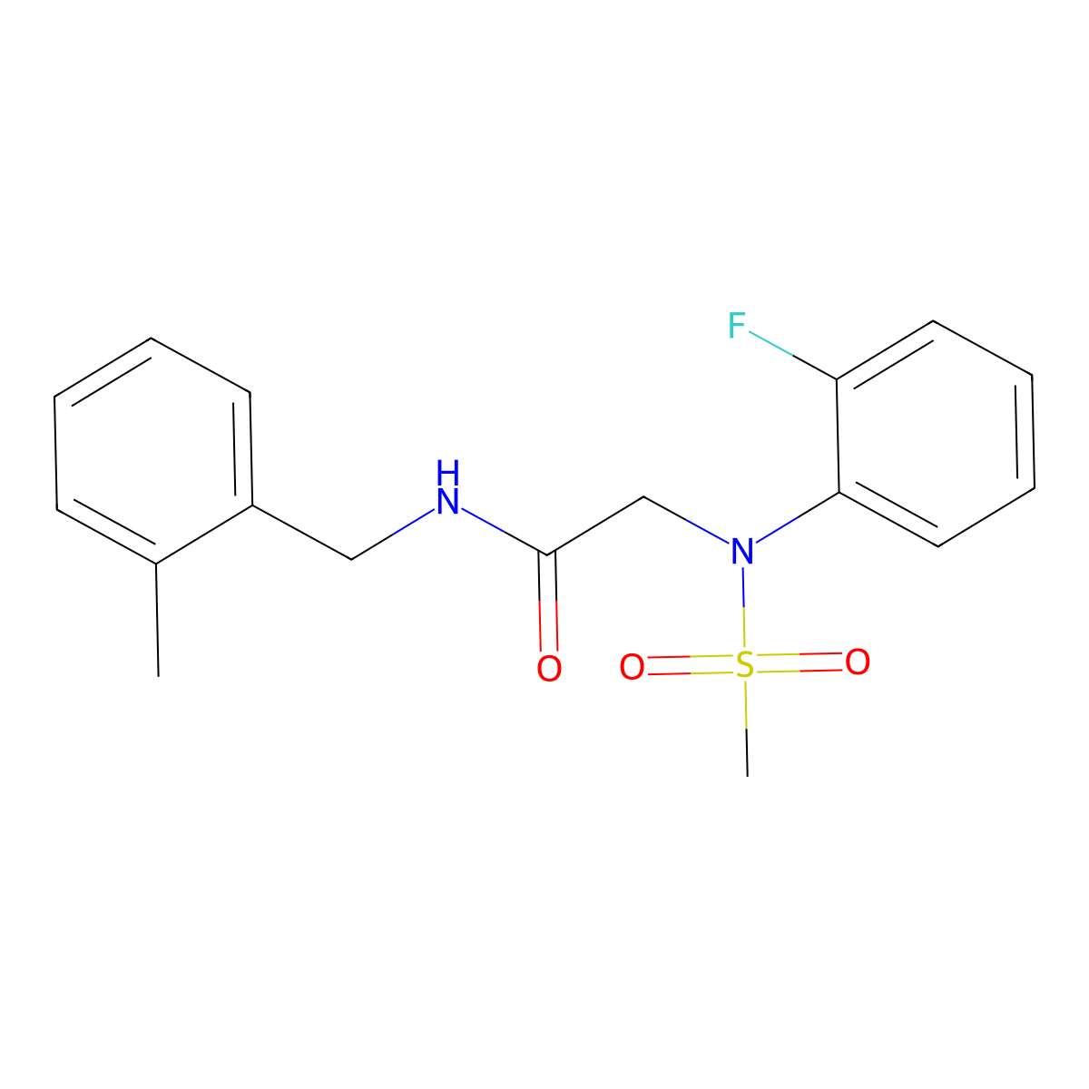 2-(2-fluoro-N-methylsulfonylanilino)-N-[(2-methylphenyl)methyl]acetamide molecular structure, CAS 428473-96-5