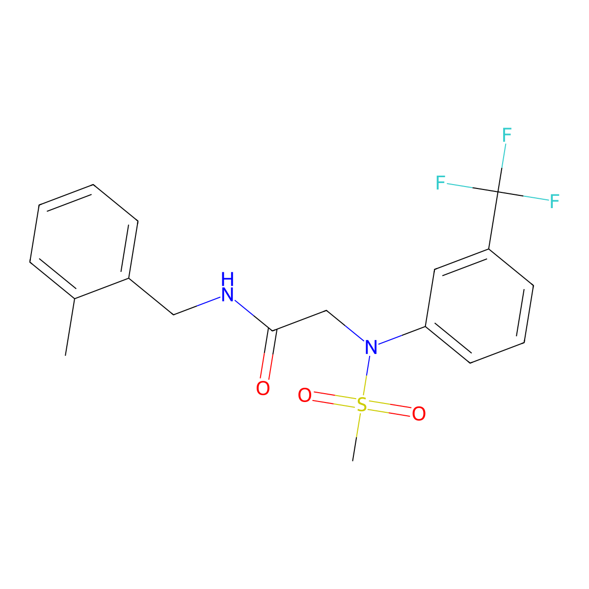 N-[(2-methylphenyl)methyl]-2-[N-methylsulfonyl-3-(trifluoromethyl)anilino]acetamide molecular structure, CAS 428473-97-6