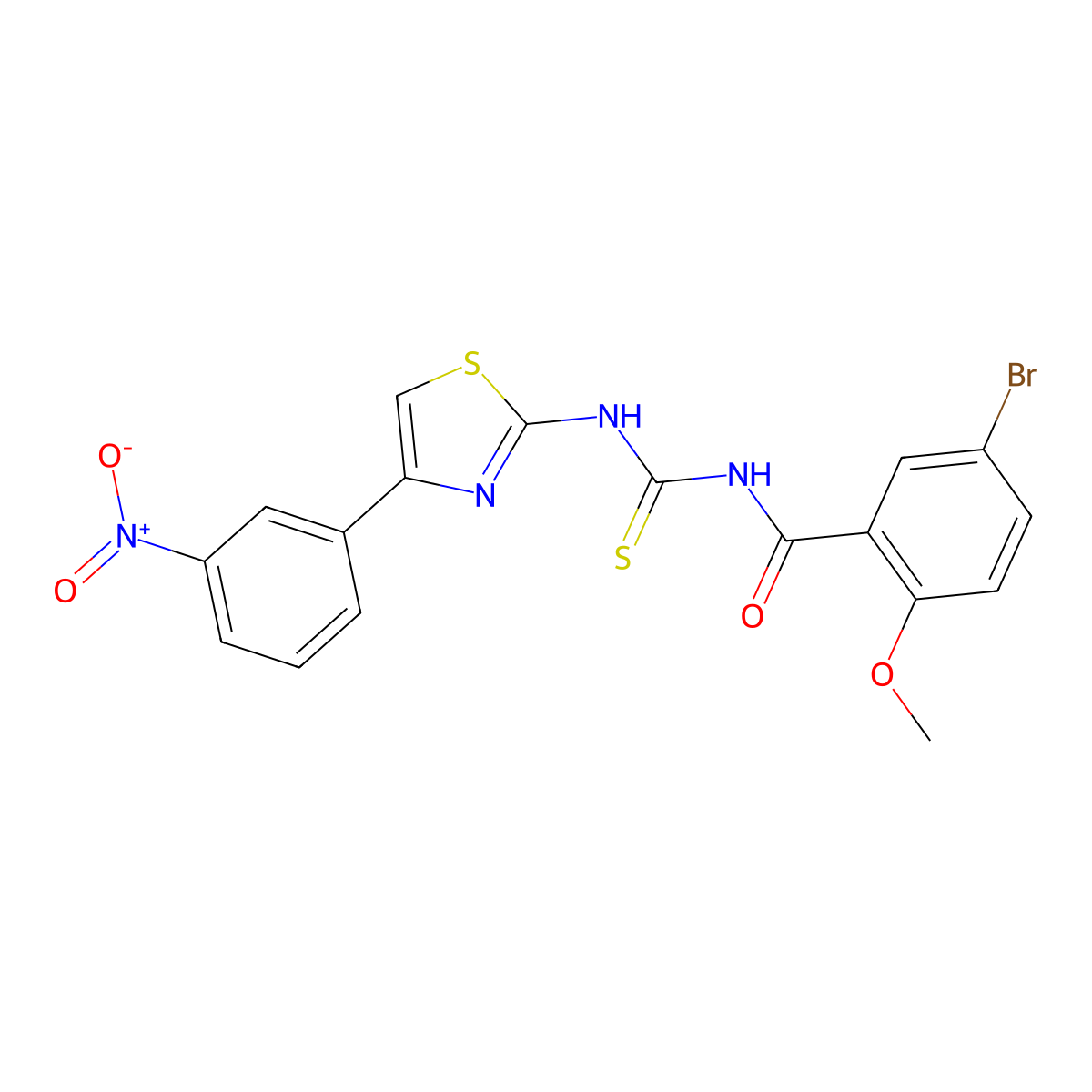 5-bromo-2-methoxy-N-[[4-(3-nitrophenyl)-1,3-thiazol-2-yl]carbamothioyl]benzamide molecular structure, CAS 428474-11-7