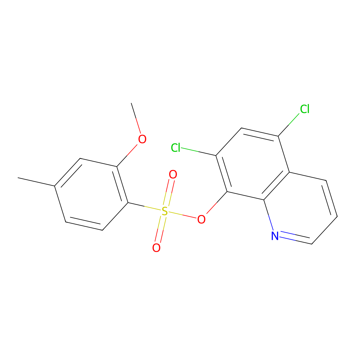 5,7-Dichloro-8-quinolinyl 2-methoxy-4-methylbenzenesulfonate molecular structure, CAS 428474-19-5