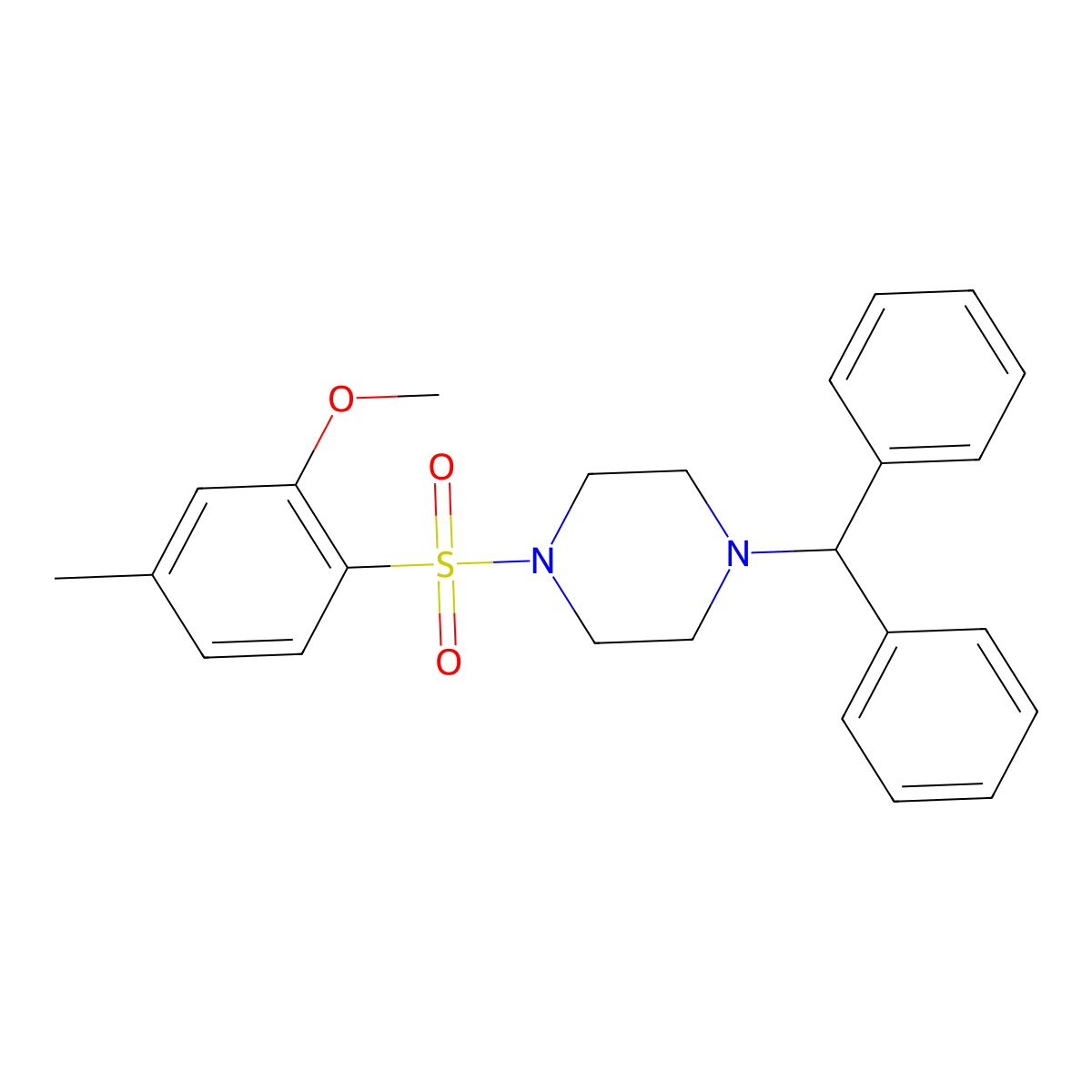 2-[(4-Benzhydryl-1-piperazinyl)sulfonyl]-5-methylphenyl methyl ether molecular structure, CAS 428474-30-0