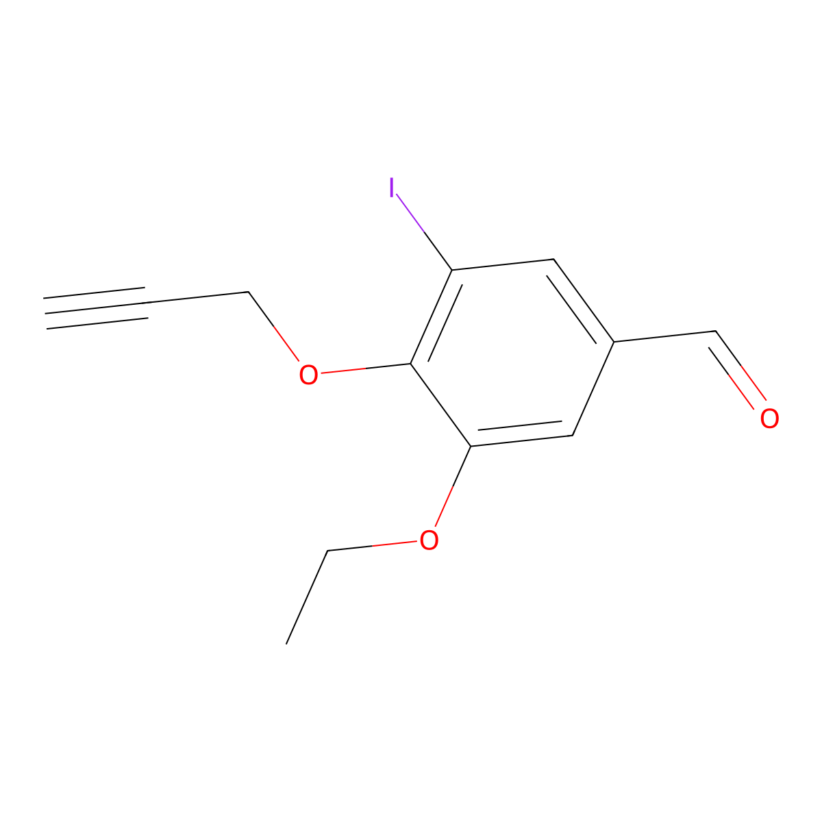 3-Ethoxy-5-iodo-4-(prop-2-yn-1-yloxy)benzaldehyde molecular structure, CAS 428474-40-2