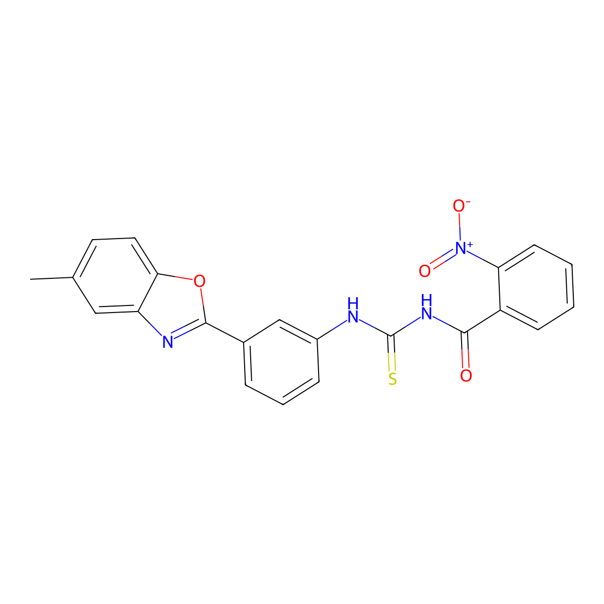 N-[[3-(5-methyl-1,3-benzoxazol-2-yl)phenyl]carbamothioyl]-2-nitrobenzamide molecular structure, CAS 428474-47-9