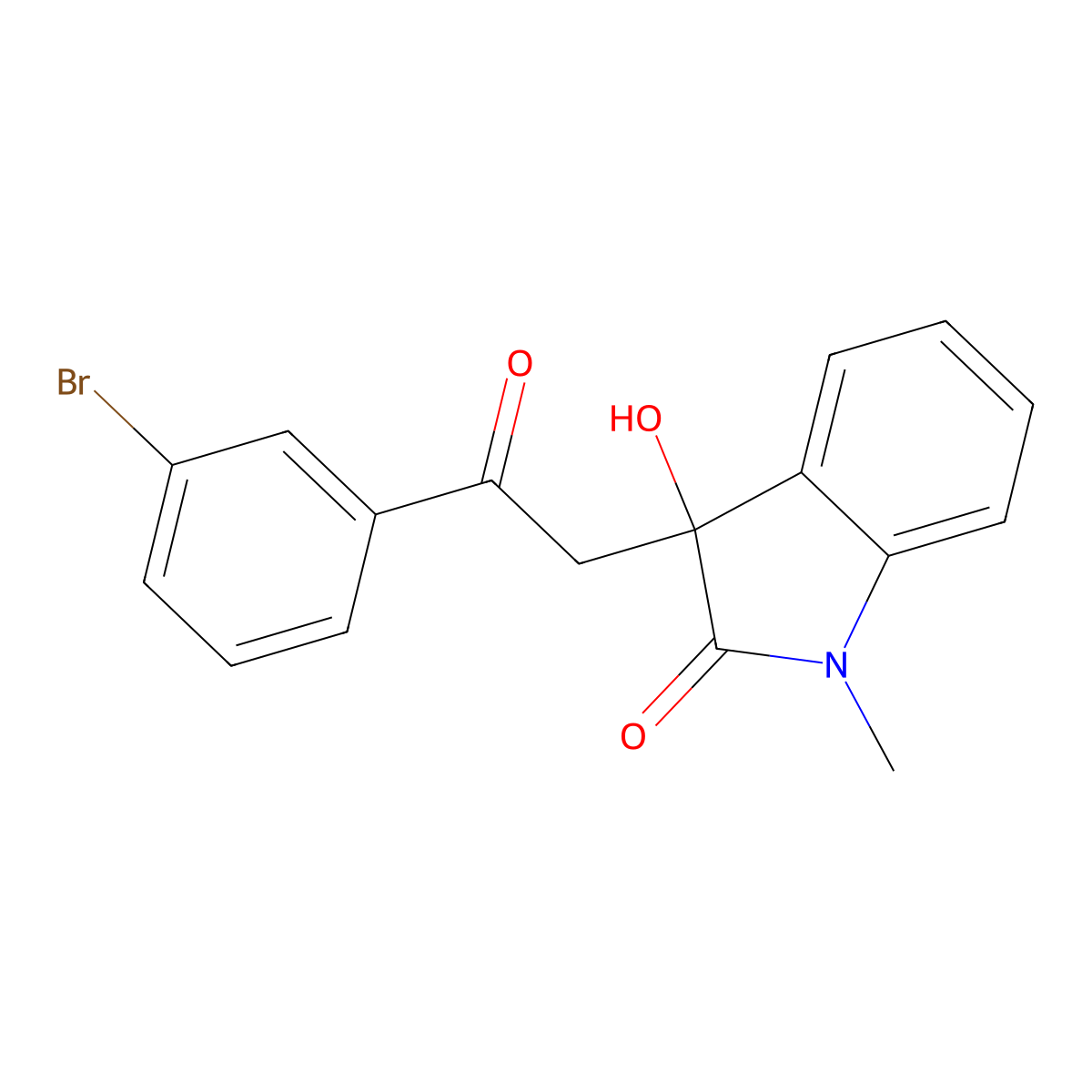 3-[2-(3-bromophenyl)-2-oxoethyl]-3-hydroxy-1-methyl-1,3-dihydro-2H-indol-2-one molecular structure, CAS 428474-92-4
