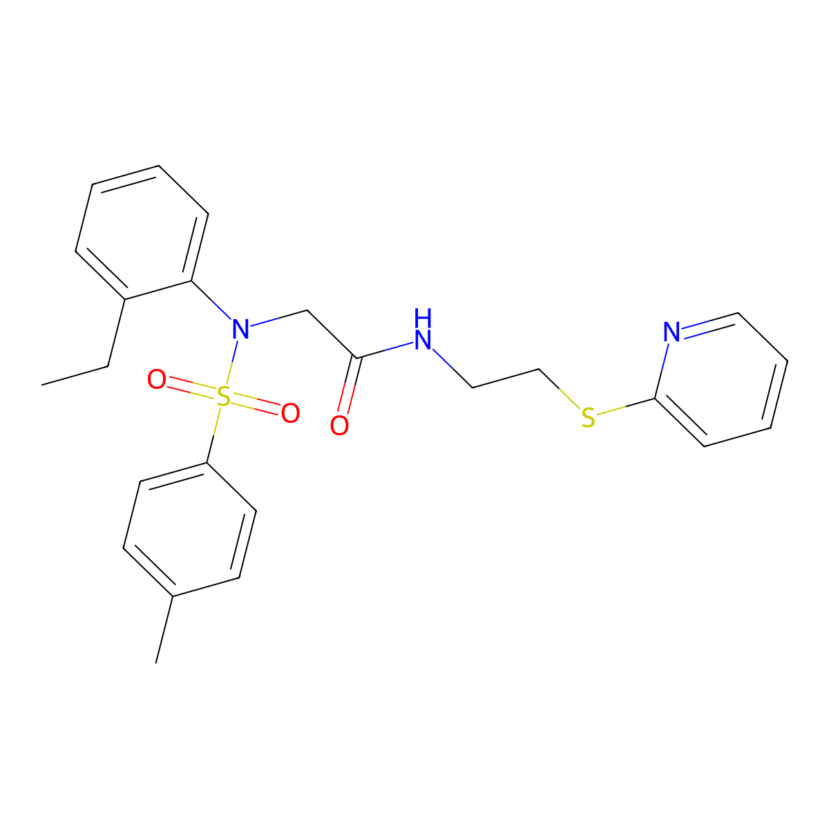 2-(2-ethyl-N-(4-methylphenyl)sulfonylanilino)-N-(2-pyridin-2-ylsulfanylethyl)acetamide molecular structure, CAS 428474-94-6