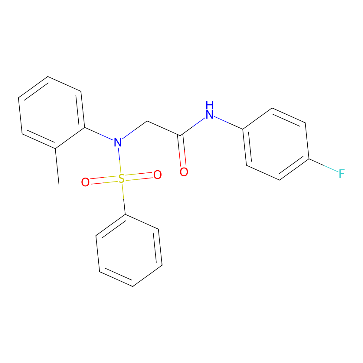 2-[N-(benzenesulfonyl)-2-methylanilino]-N-(4-fluorophenyl)acetamide molecular structure, CAS 428474-95-7