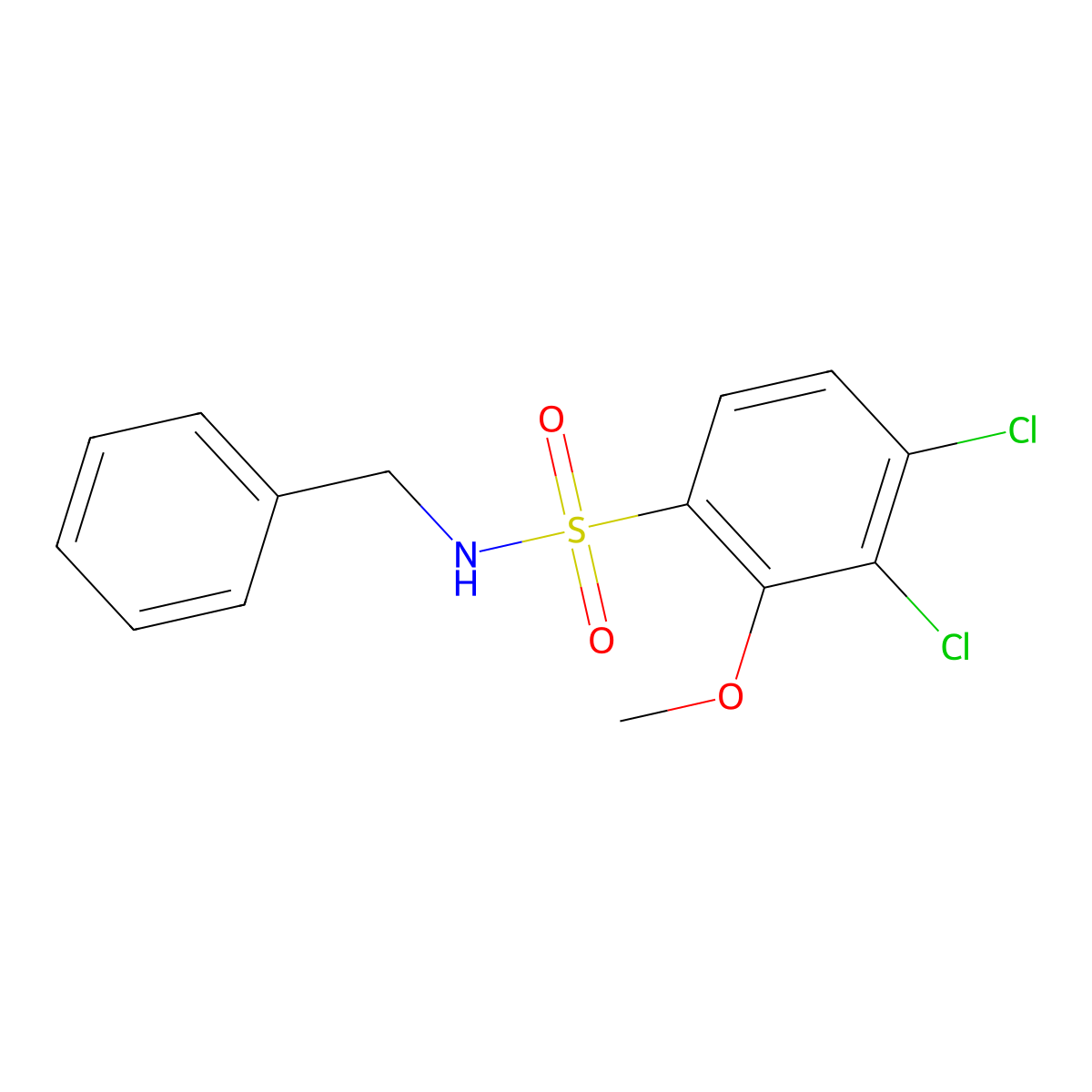 N-benzyl-3,4-dichloro-2-methoxybenzenesulfonamide molecular structure, CAS 428474-98-0
