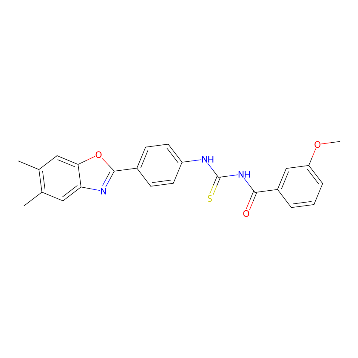 N-[[4-(5,6-dimethyl-1,3-benzoxazol-2-yl)phenyl]carbamothioyl]-3-methoxybenzamide molecular structure, CAS 428475-03-0