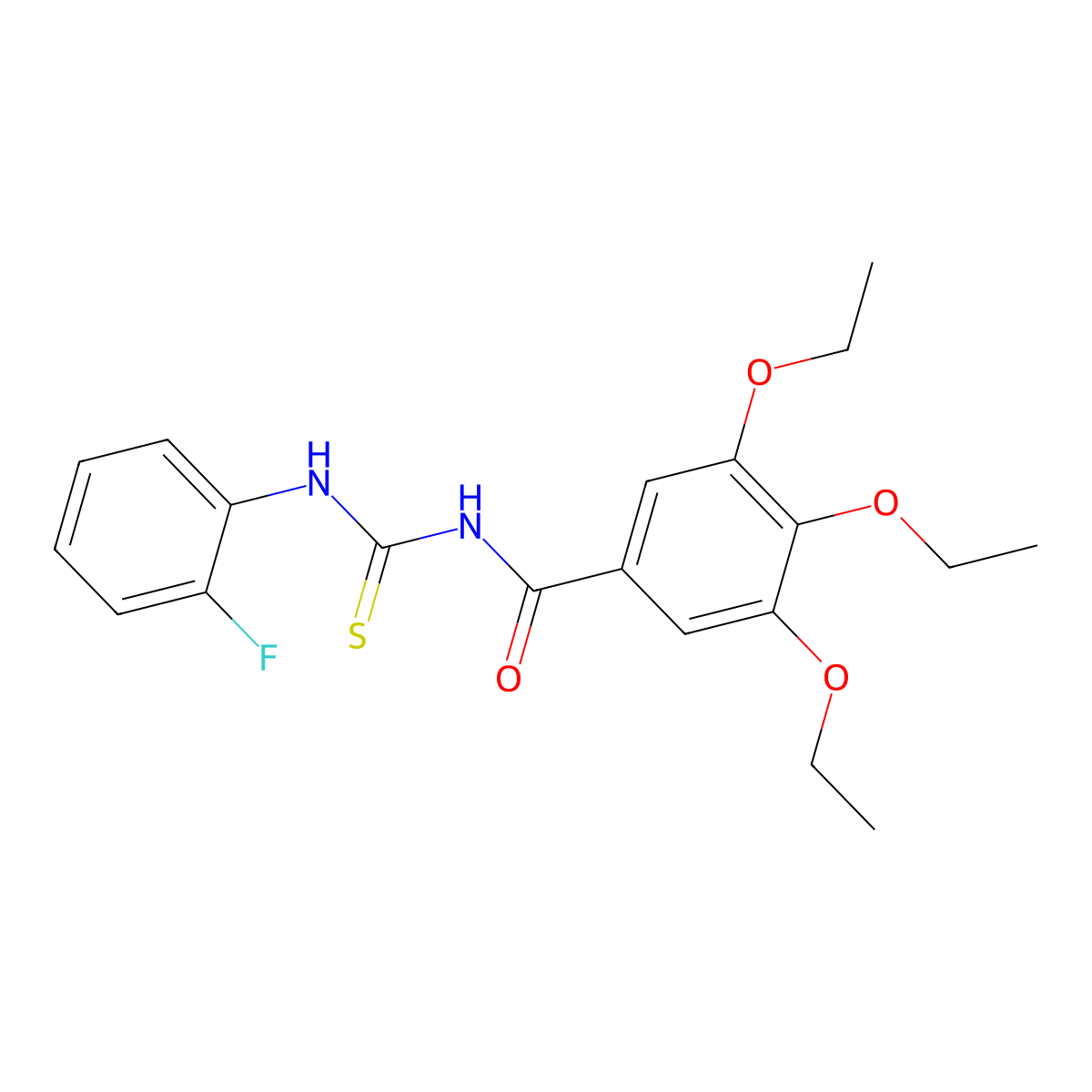 3,4,5-triethoxy-N-[(2-fluorophenyl)carbamothioyl]benzamide molecular structure, CAS 428475-09-6