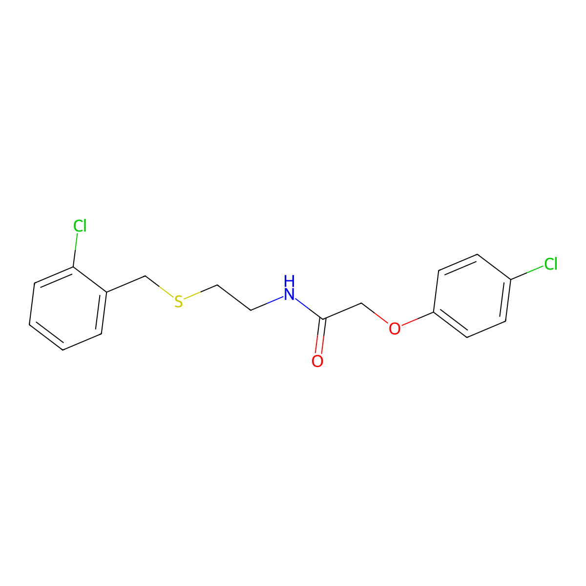 N-{2-[(2-chlorobenzyl)sulfanyl]ethyl}-2-(4-chlorophenoxy)acetamide molecular structure, CAS 428475-15-4