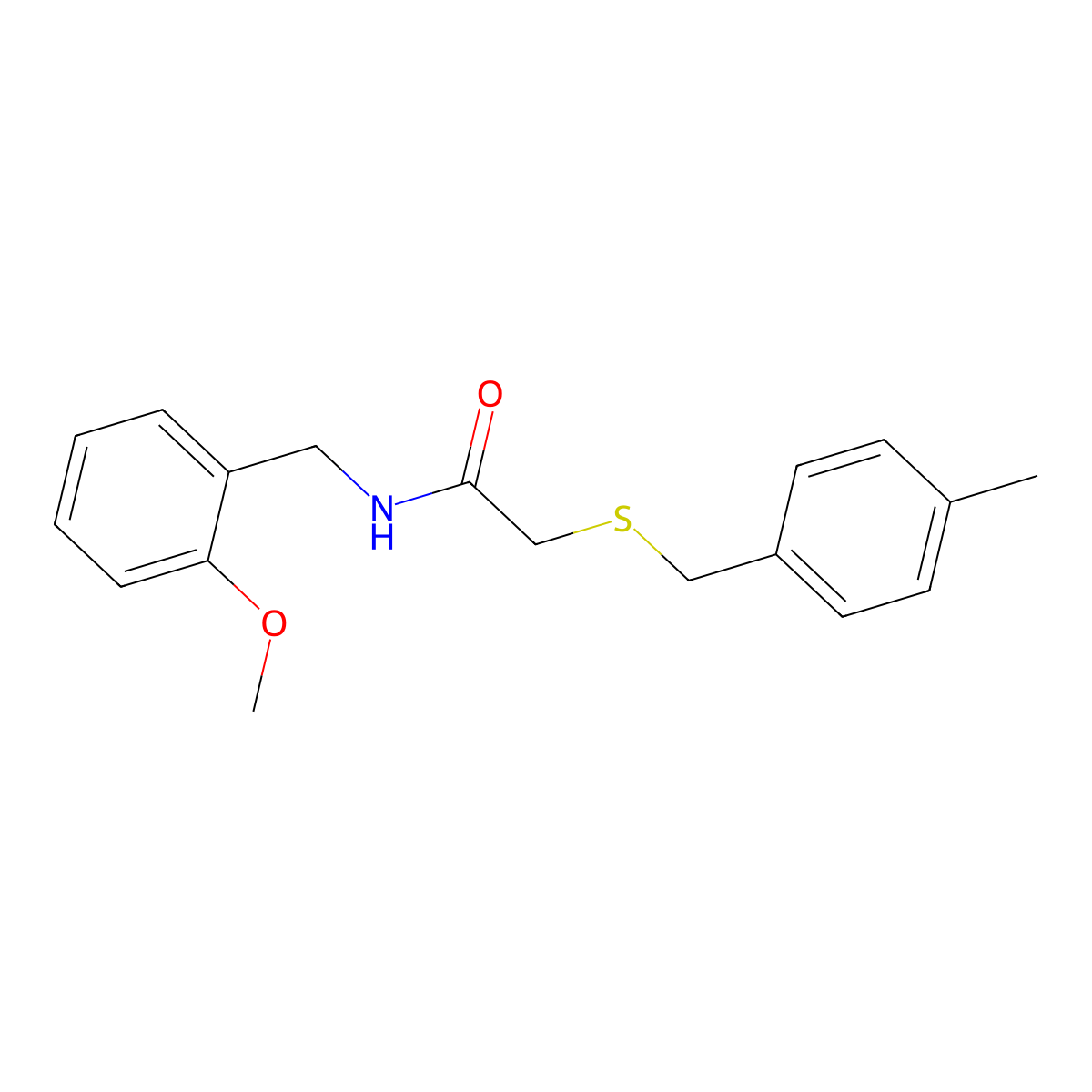 N-(2-methoxybenzyl)-2-[(4-methylbenzyl)sulfanyl]acetamide molecular structure, CAS 428475-21-2