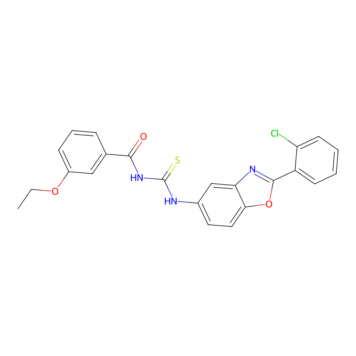 N-[[2-(2-chlorophenyl)-1,3-benzoxazol-5-yl]carbamothioyl]-3-ethoxybenzamide molecular structure, CAS 428475-25-6