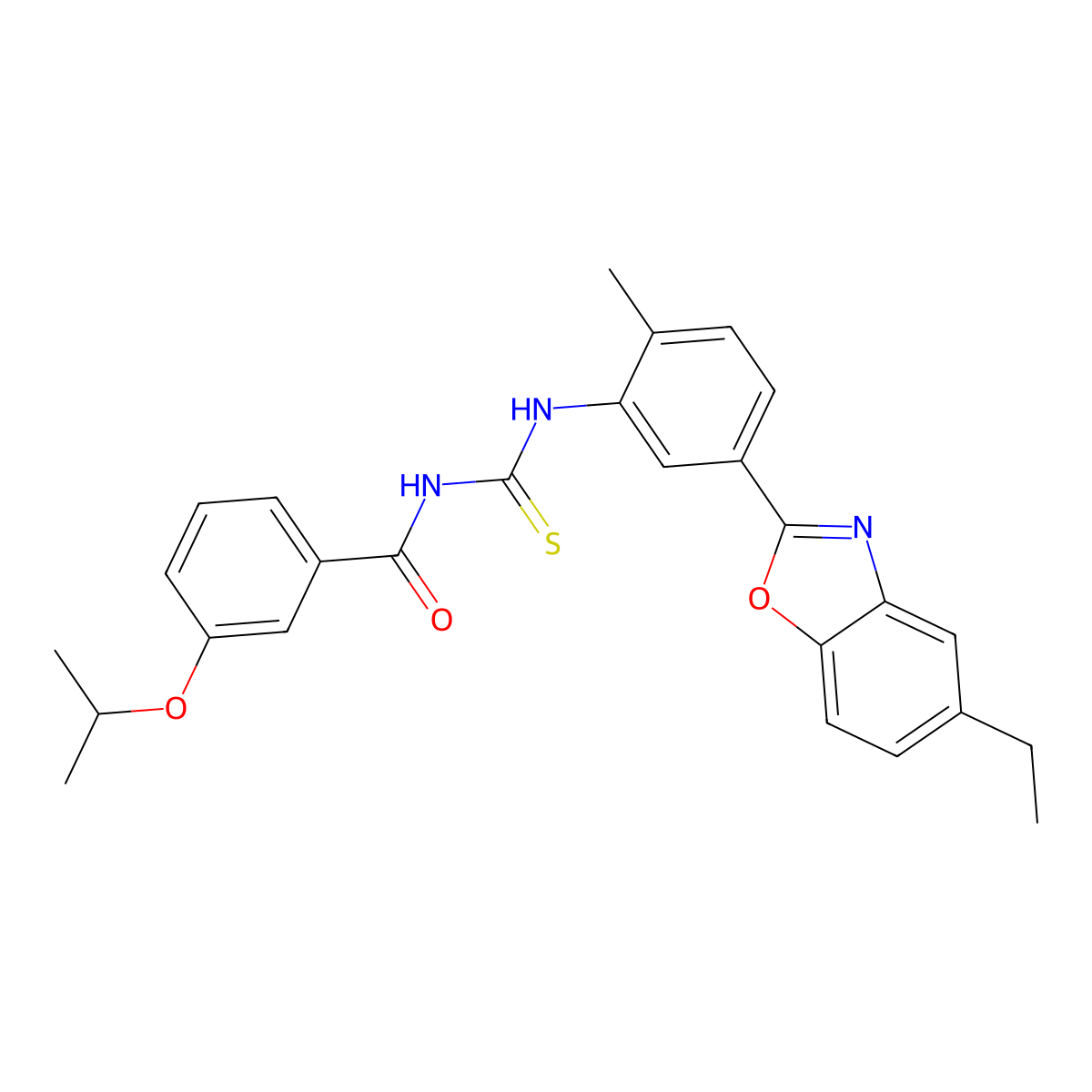 N-[[5-(5-ethyl-1,3-benzoxazol-2-yl)-2-methylphenyl]carbamothioyl]-3-propan-2-yloxybenzamide molecular structure, CAS 428475-36-9
