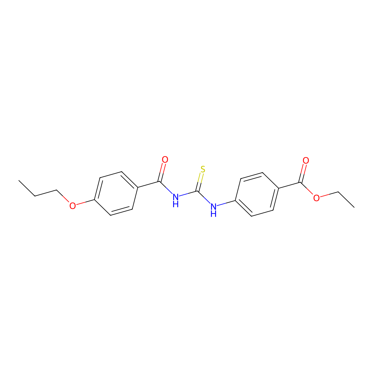 Ethyl 4-({[(4-propoxyphenyl)carbonyl]carbamothioyl}amino)benzoate molecular structure, CAS 428475-52-9