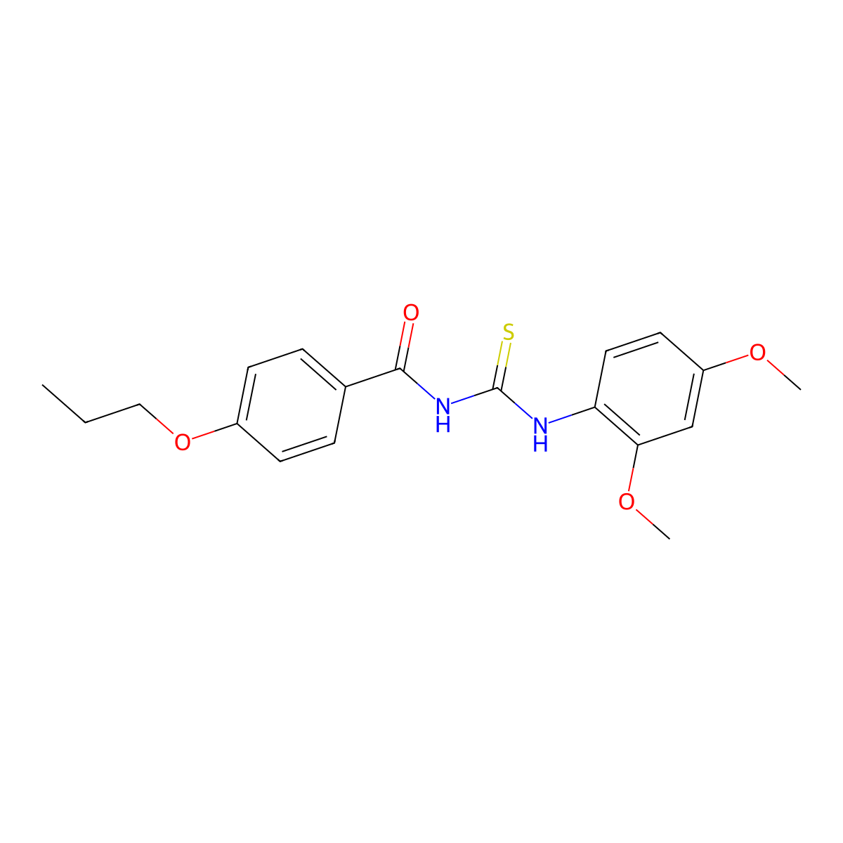 N-[(2,4-dimethoxyphenyl)carbamothioyl]-4-propoxybenzamide molecular structure, CAS 428475-57-4