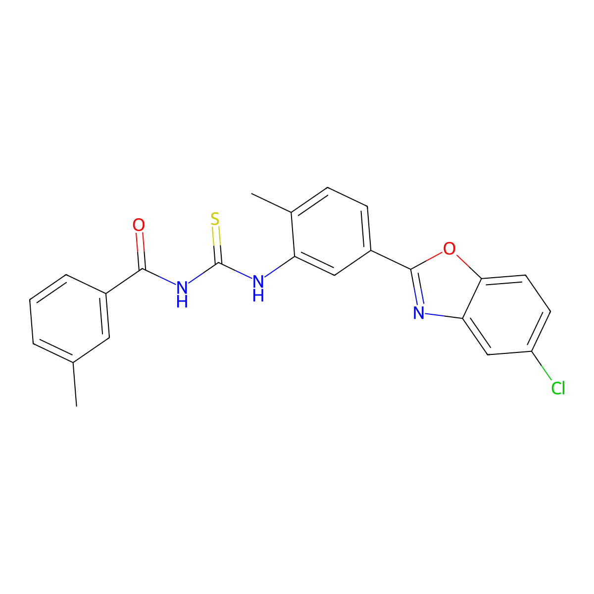 N-[[5-(5-chloro-1,3-benzoxazol-2-yl)-2-methylphenyl]carbamothioyl]-3-methylbenzamide molecular structure, CAS 428475-68-7