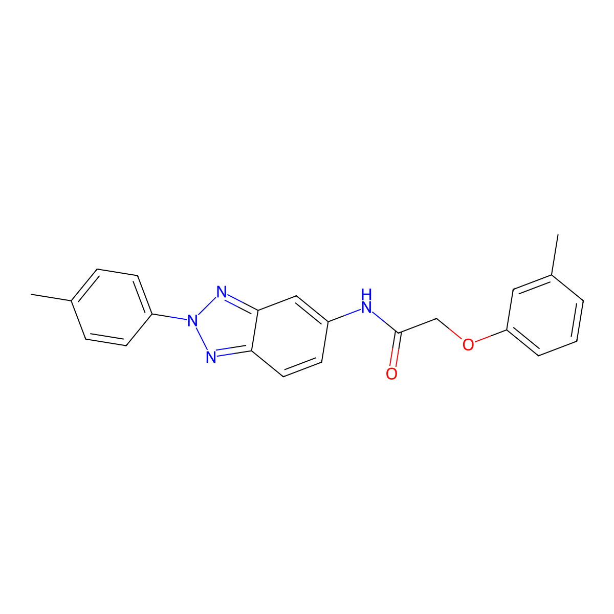 2-(3-methylphenoxy)-N-[2-(4-methylphenyl)benzotriazol-5-yl]acetamide molecular structure, CAS 428475-80-3