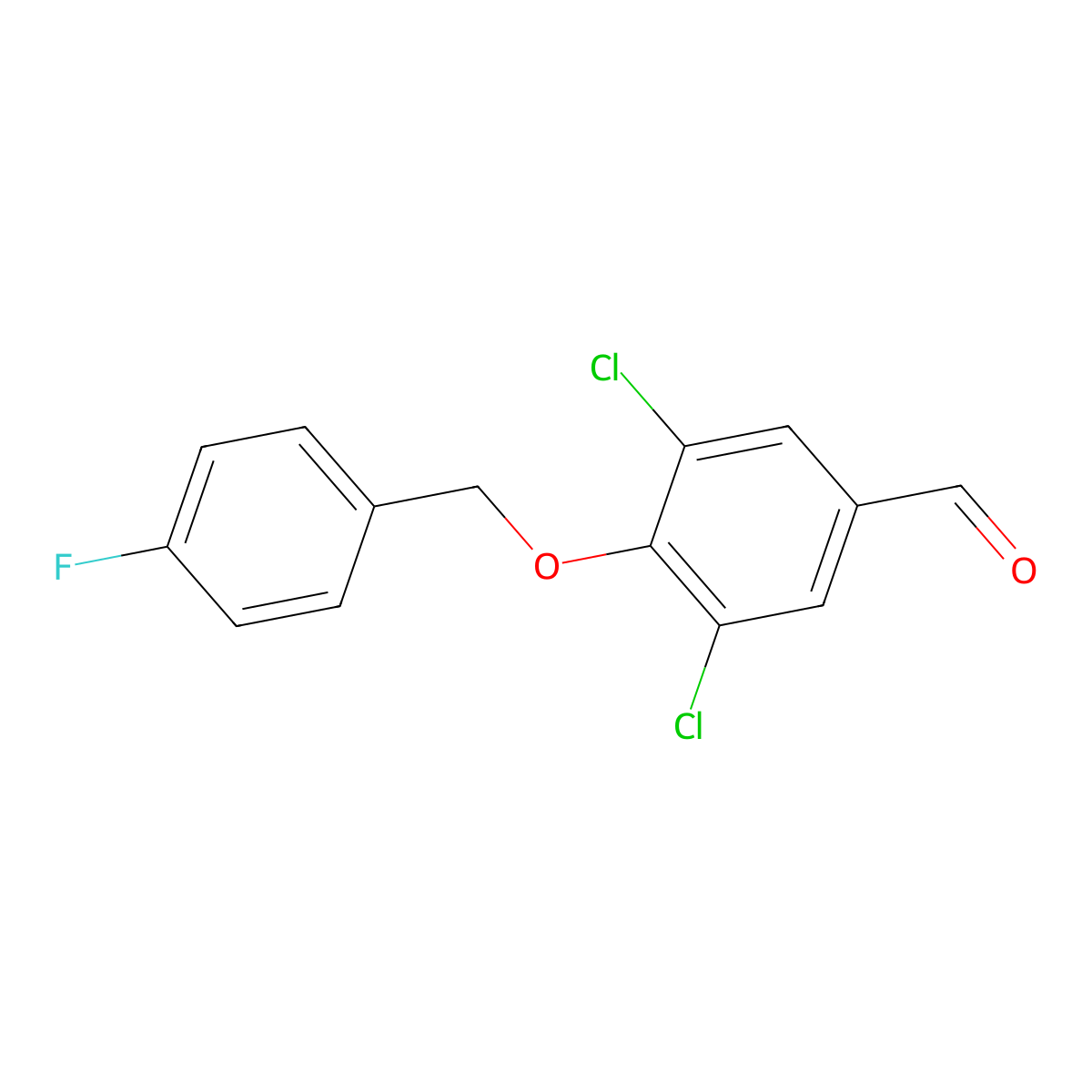 3,5-Dichloro-4-[(4-fluorobenzyl)oxy]benzaldehyde molecular structure, CAS 428475-89-2