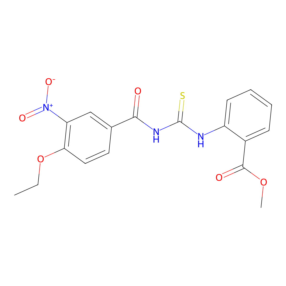 Methyl 2-({[(4-ethoxy-3-nitrophenyl)carbonyl]carbamothioyl}amino)benzoate molecular structure, CAS 428475-90-5
