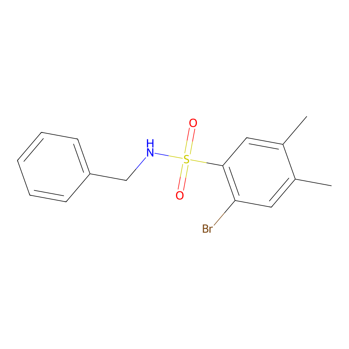N-benzyl-2-bromo-4,5-dimethylbenzenesulfonamide molecular structure, CAS 428475-92-7