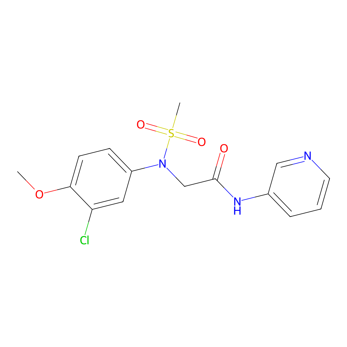 2-[(3-Chloro-4-methoxyphenyl)(methylsulfonyl)amino]-N-3-pyridinylacetamide molecular structure, CAS 428476-07-7