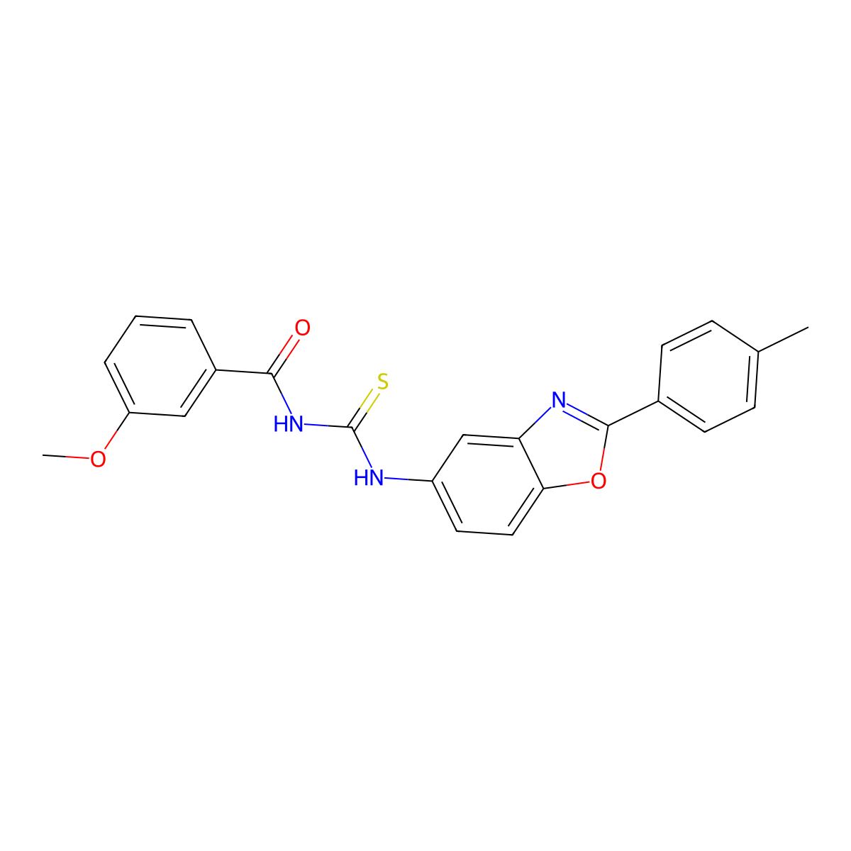 3-methoxy-N-[[2-(4-methylphenyl)-1,3-benzoxazol-5-yl]carbamothioyl]benzamide molecular structure, CAS 428476-11-3