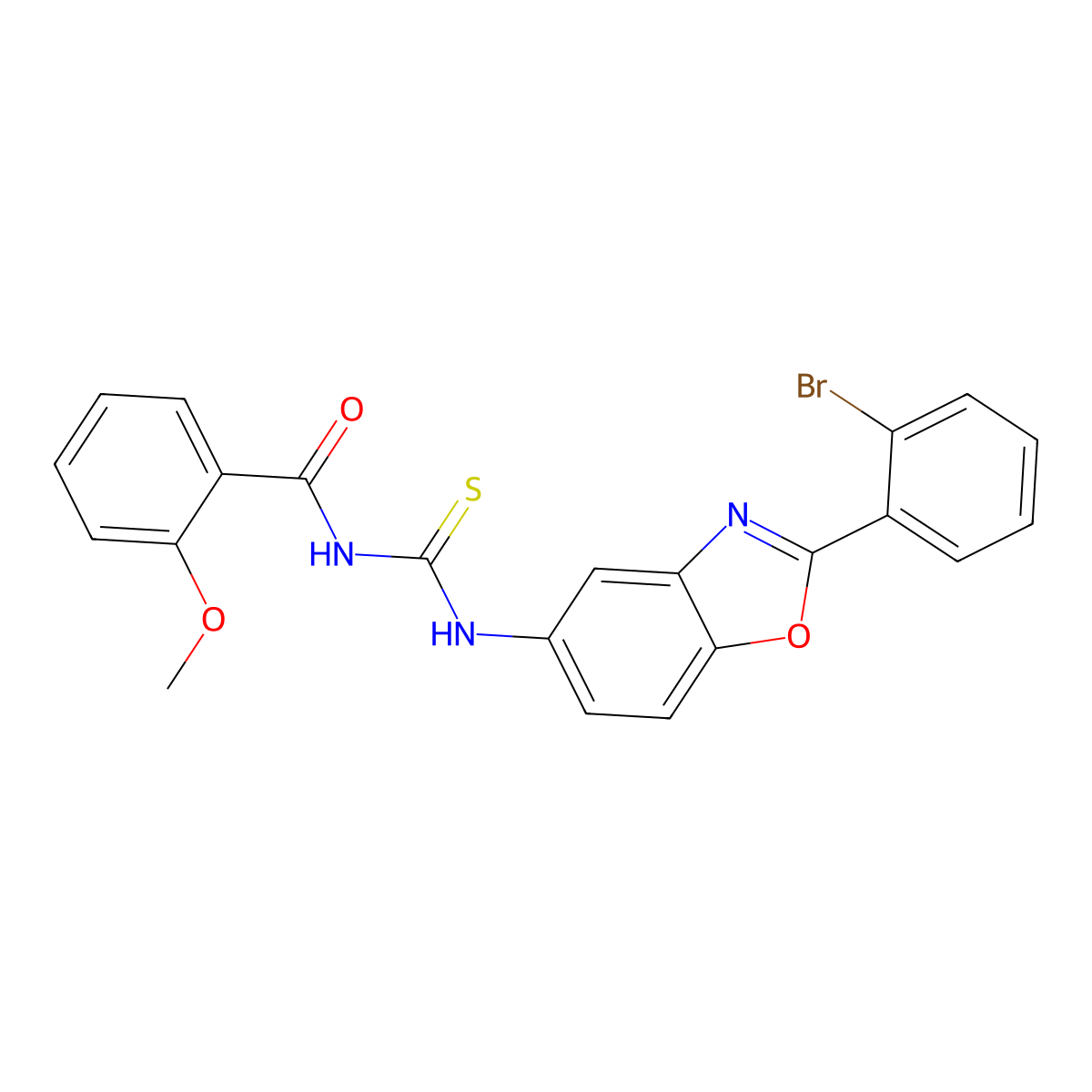 N-[[2-(2-bromophenyl)-1,3-benzoxazol-5-yl]carbamothioyl]-2-methoxybenzamide molecular structure, CAS 428476-32-8