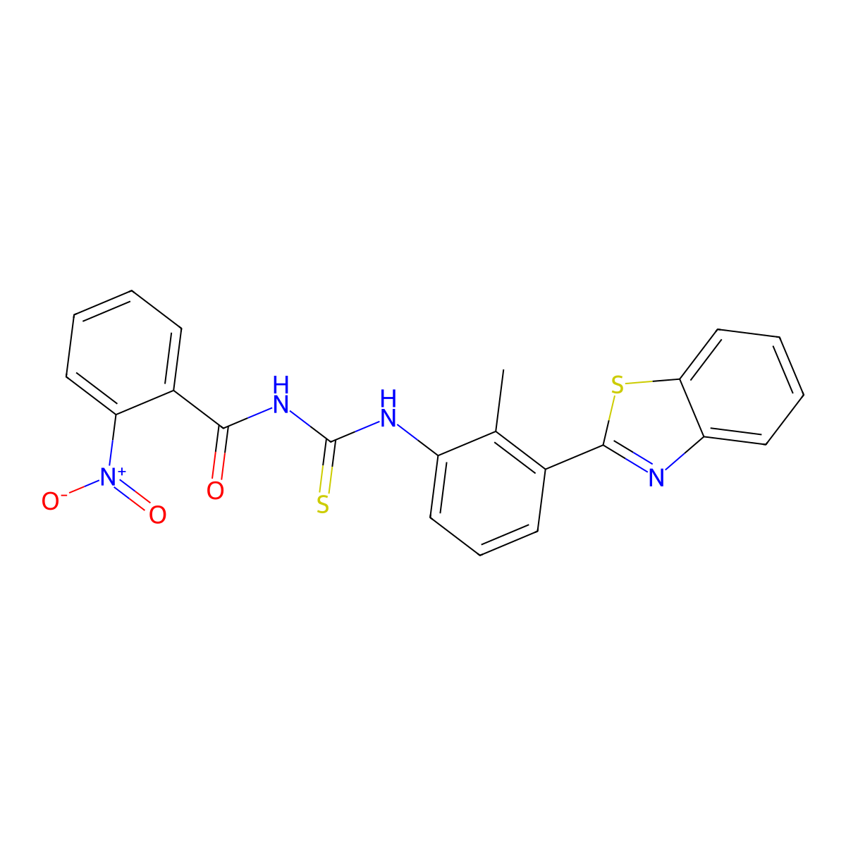 N-[[3-(1,3-benzothiazol-2-yl)-2-methylphenyl]carbamothioyl]-2-nitrobenzamide molecular structure, CAS 428476-48-6