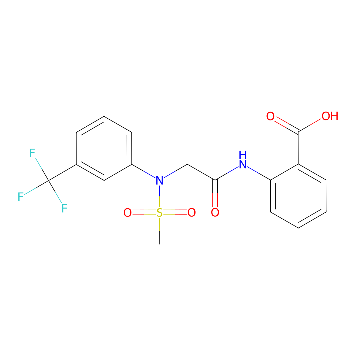 2-({N-(methylsulfonyl)-N-[3-(trifluoromethyl)phenyl]glycyl}amino)benzoic acid molecular structure, CAS 428476-62-4