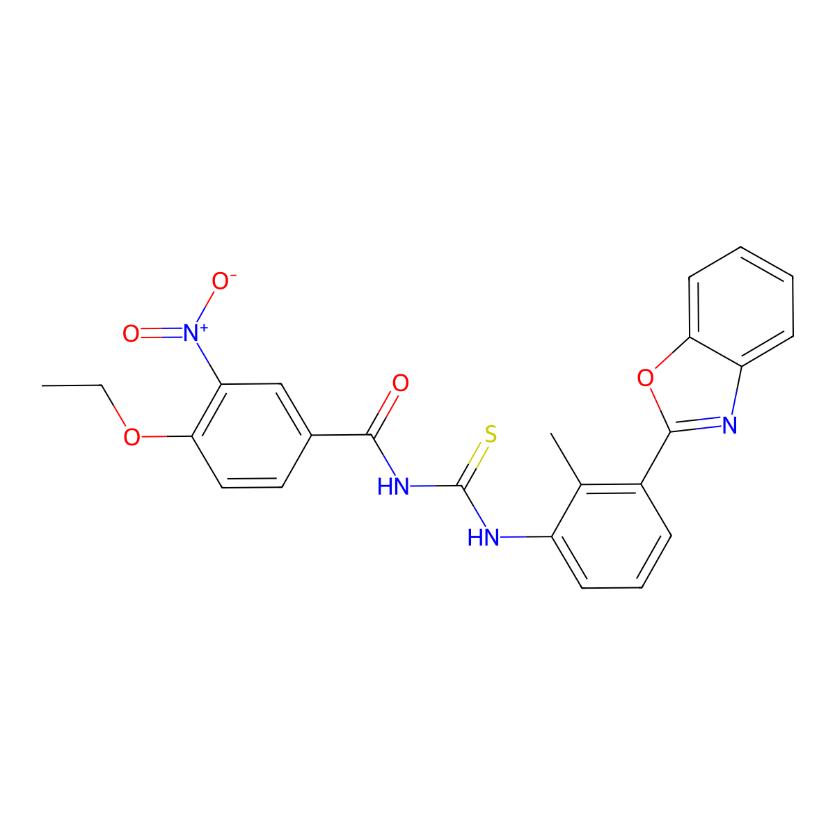 N-[[3-(1,3-benzoxazol-2-yl)-2-methylphenyl]carbamothioyl]-4-ethoxy-3-nitrobenzamide molecular structure, CAS 428476-65-7