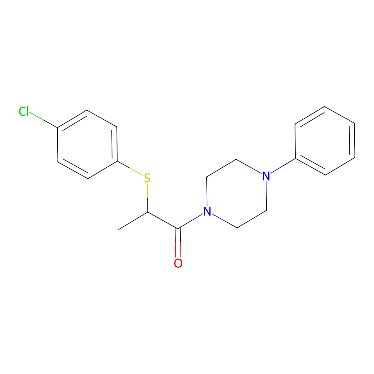 2-(4-Chlorophenylthio)-1-(4-phenylpiperazinyl)propan-1-one molecular structure, CAS 428476-73-7