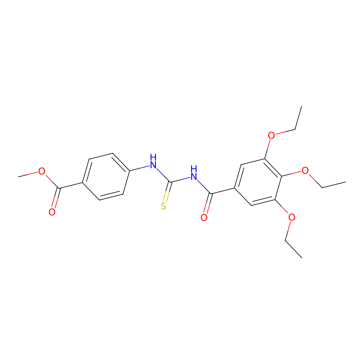 Methyl 4-({[(3,4,5-triethoxyphenyl)carbonyl]carbamothioyl}amino)benzoate molecular structure, CAS 428476-78-2