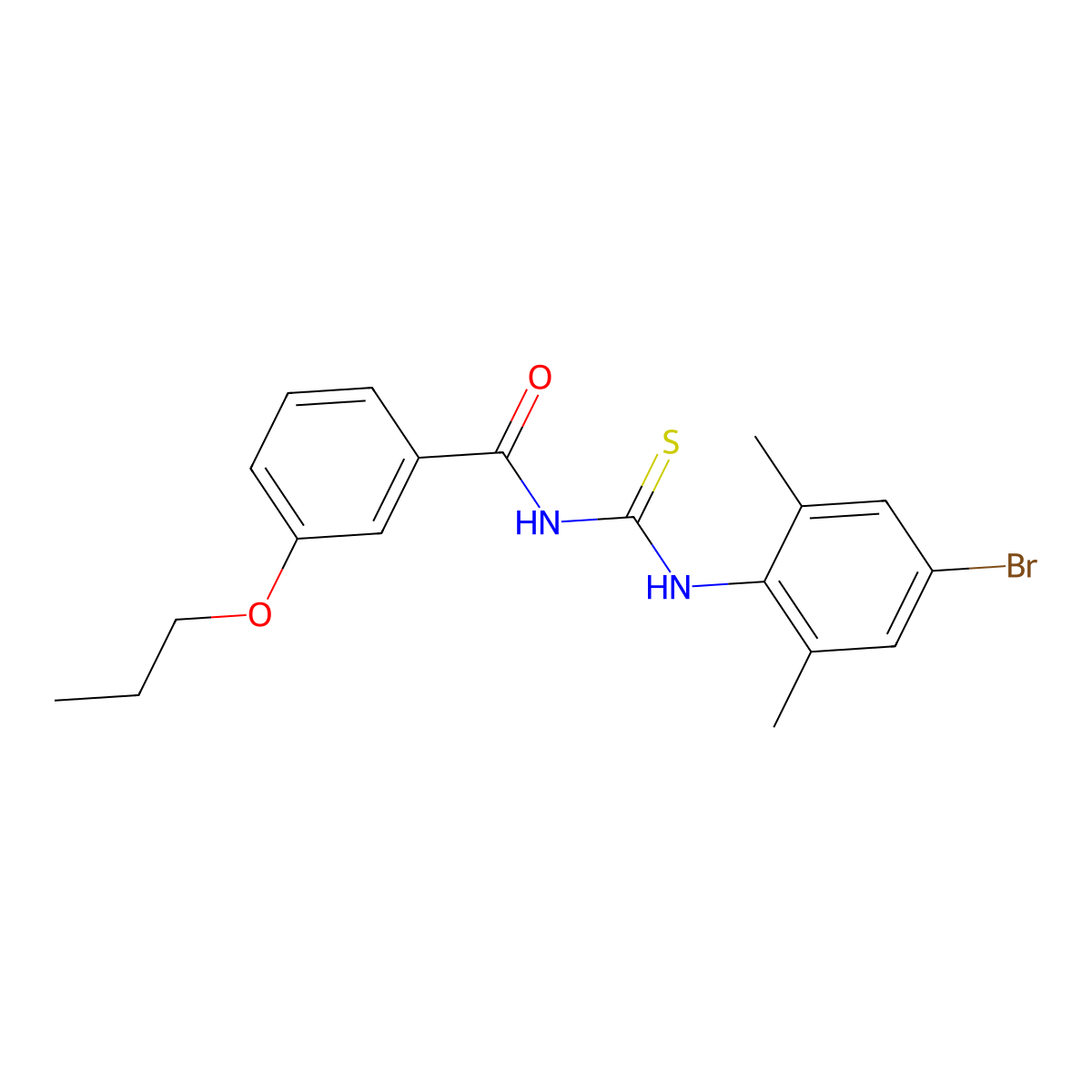 N-[(4-bromo-2,6-dimethylphenyl)carbamothioyl]-3-propoxybenzamide molecular structure, CAS 428476-82-8