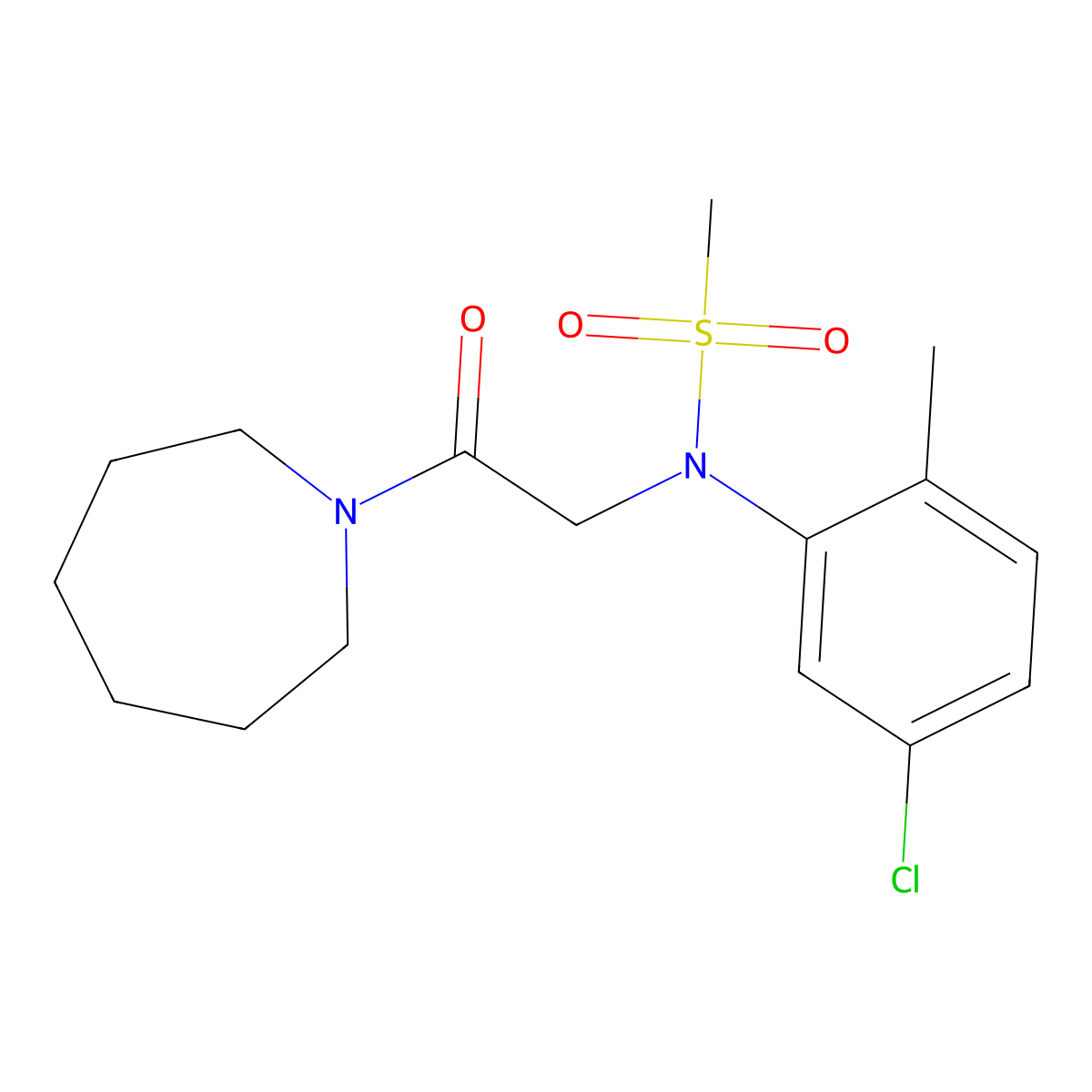 N-[2-(azepan-1-yl)-2-oxoethyl]-N-(5-chloro-2-methylphenyl)methanesulfonamide molecular structure, CAS 428476-94-2