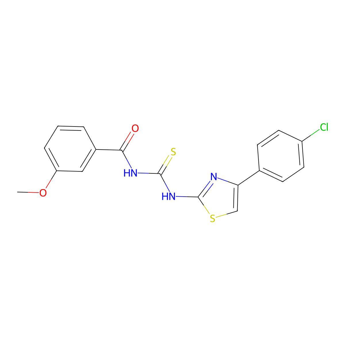N-[[4-(4-chlorophenyl)-1,3-thiazol-2-yl]carbamothioyl]-3-methoxybenzamide molecular structure, CAS 428476-99-7
