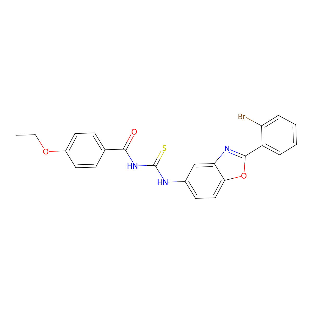N-[[2-(2-bromophenyl)-1,3-benzoxazol-5-yl]carbamothioyl]-4-ethoxybenzamide molecular structure, CAS 428477-00-3