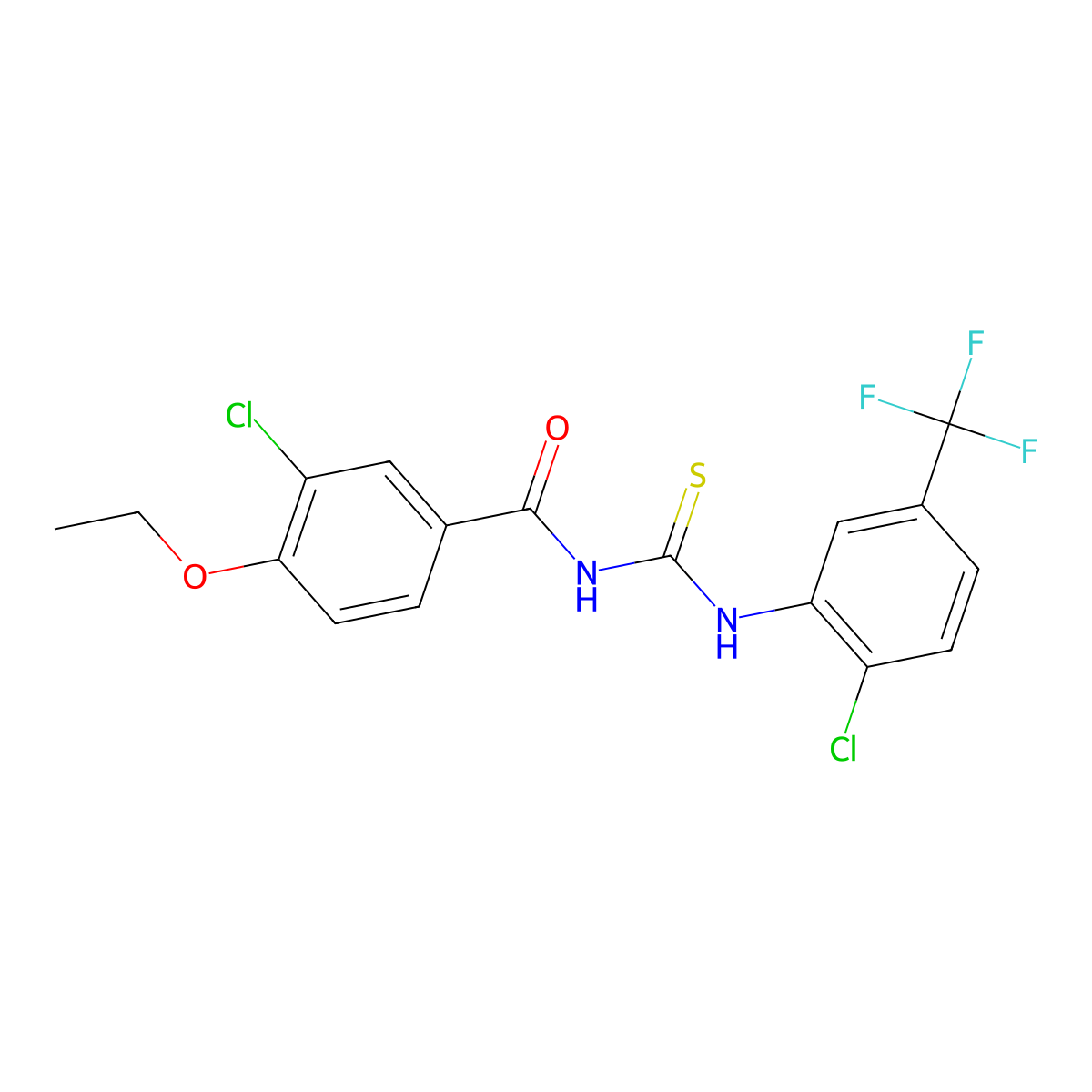 3-chloro-N-[[2-chloro-5-(trifluoromethyl)phenyl]carbamothioyl]-4-ethoxybenzamide molecular structure, CAS 428477-08-1