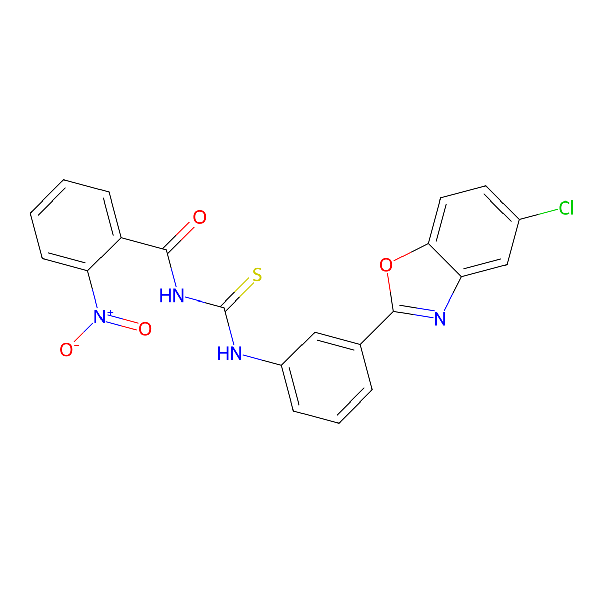 N-[[3-(5-chloro-1,3-benzoxazol-2-yl)phenyl]carbamothioyl]-2-nitrobenzamide molecular structure, CAS 428477-09-2