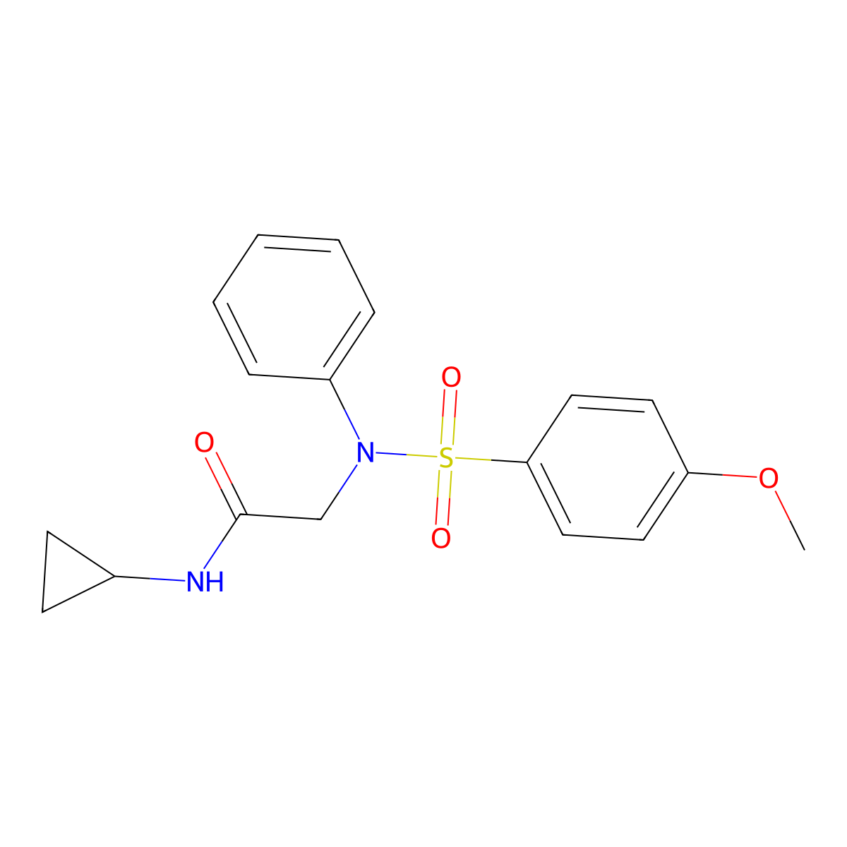 N-cyclopropyl-2-(N-(4-methoxyphenyl)sulfonylanilino)acetamide molecular structure, CAS 428477-19-4